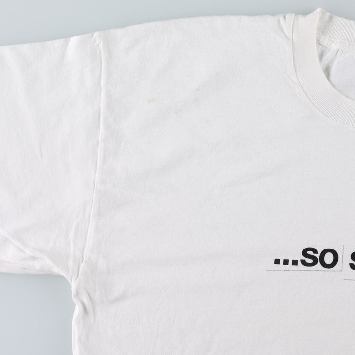 90'S message print T-shirt, men's size L equivalent, vintage. unclear white type Vintage Second Hand