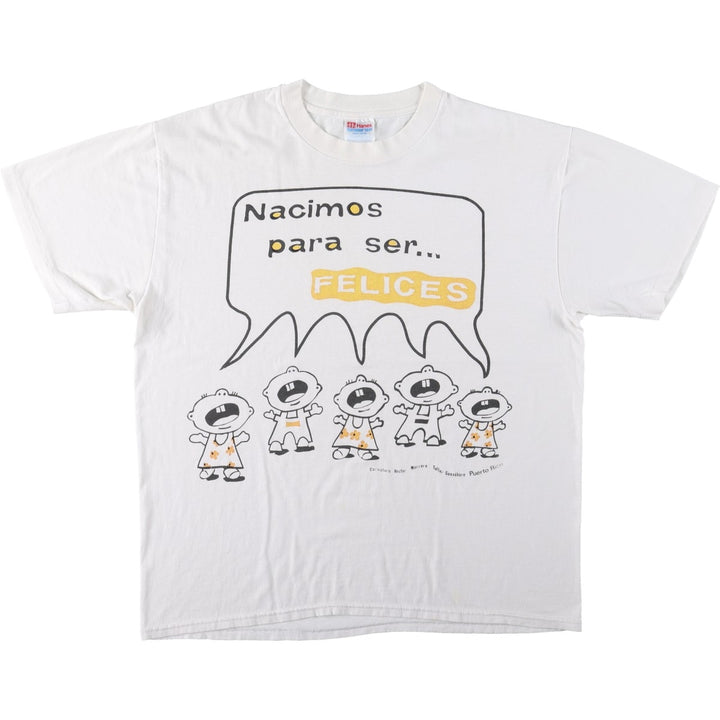 90'S Hanes HEAVYWEIGHT 50 cotton white type Vintage Second Hand