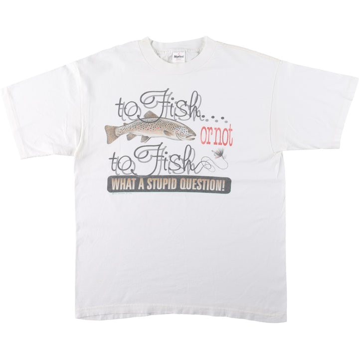 90'S Murina parody message print T-shirt, made in USA, men's size XL equivalent, vintage. cotton white type Vintage Second Hand