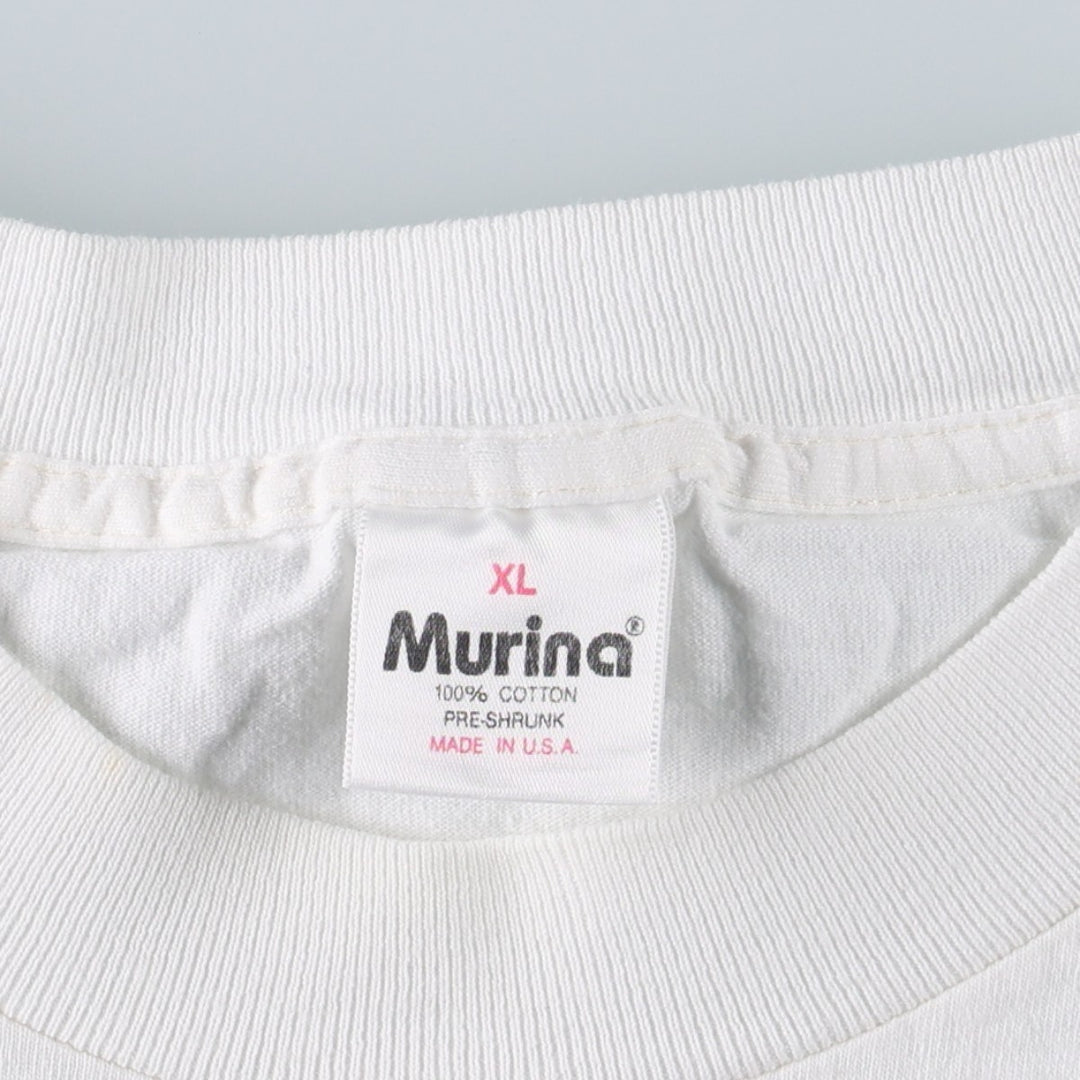 90'S Murina parody message print T-shirt, made in USA, men's size XL equivalent, vintage. cotton white type Vintage Second Hand