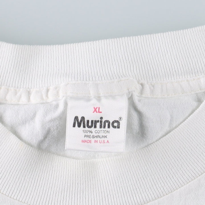 90'S Murina parody message print T-shirt, made in USA, men's size XL equivalent, vintage. cotton white type Vintage Second Hand