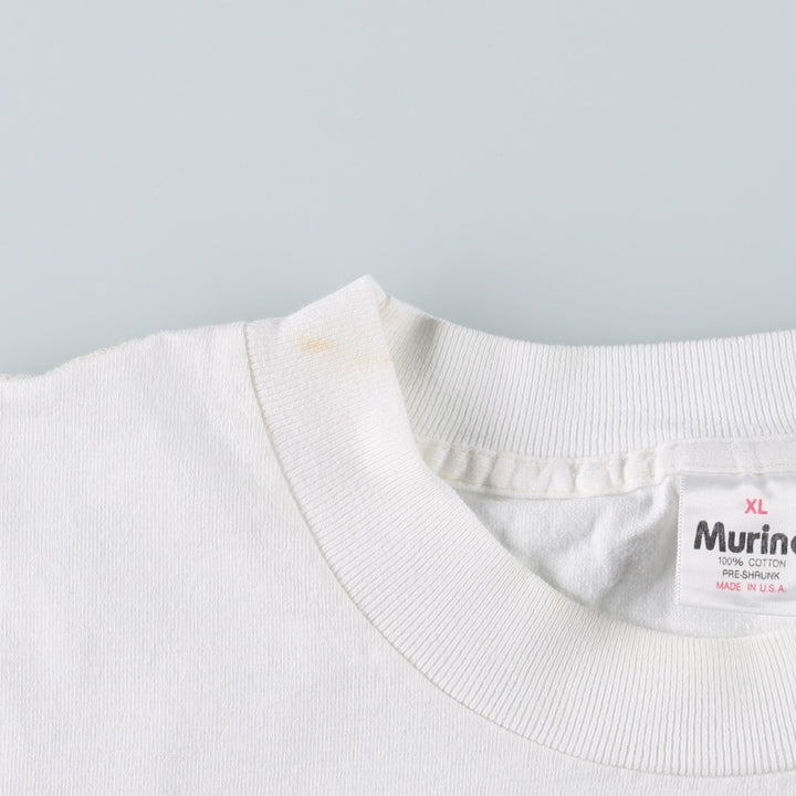 90'S Murina parody message print T-shirt, made in USA, men's size XL equivalent, vintage. cotton white type Vintage Second Hand