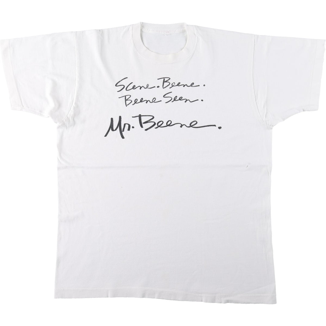 ~90'S Geoffrey Beene Message Print T-Shirt, Men's Size L (Equivalent), Vintage unclear white type Vintage Second Hand