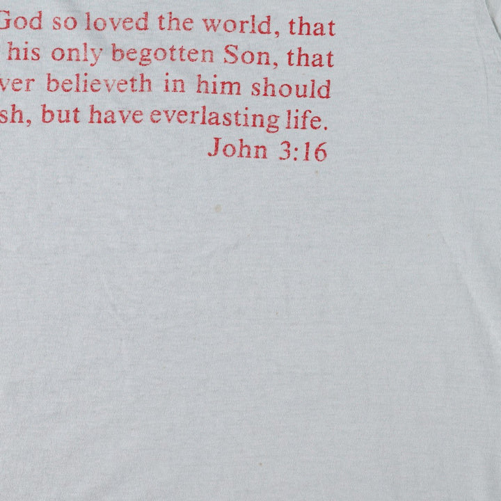 ~90'S Jesus Christ Message Print T-Shirt, Men's Size M (Equivalent), Vintage unclear Blue type light blue Vintage Second Hand