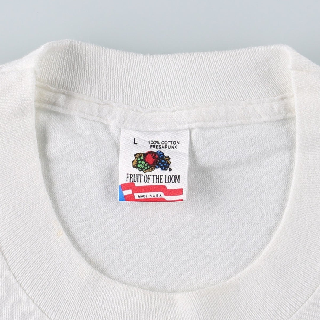 90'S Fruit of the Loom Art T-Shirt, Made in USA, Men's Size L (approx.), Vintage cotton white type Vintage Second Hand