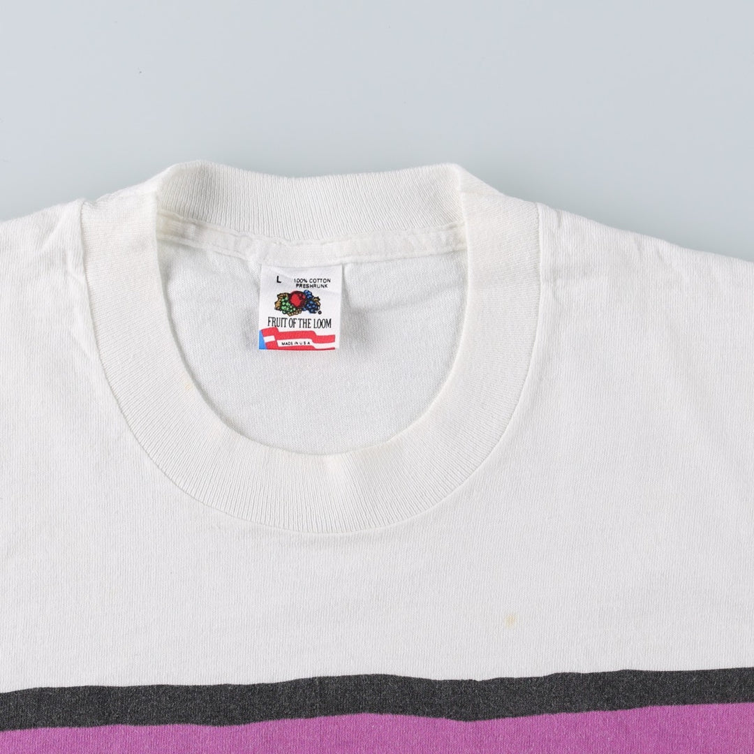 90'S Fruit of the Loom Art T-Shirt, Made in USA, Men's Size L (approx.), Vintage cotton white type Vintage Second Hand