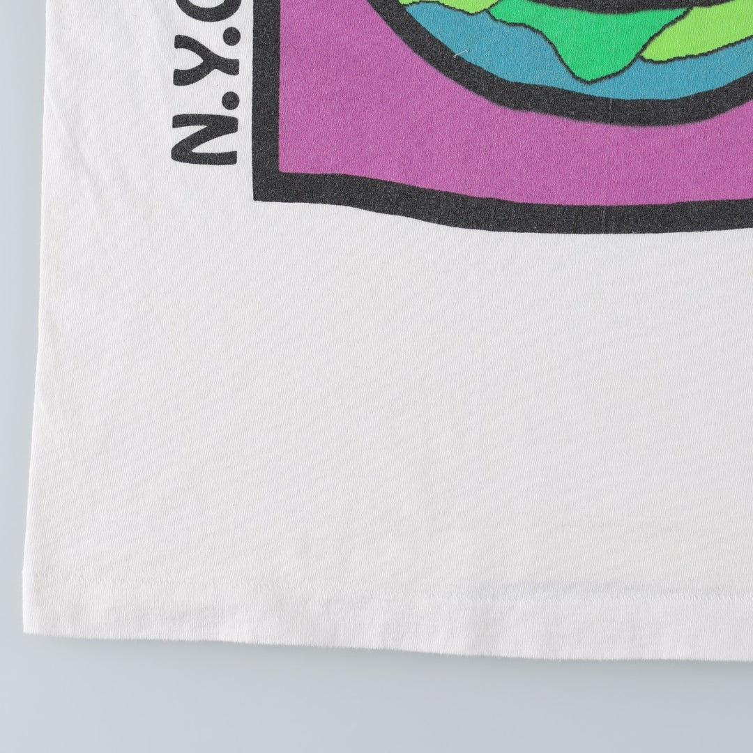 90'S Fruit of the Loom Art T-Shirt, Made in USA, Men's Size L (approx.), Vintage cotton white type Vintage Second Hand