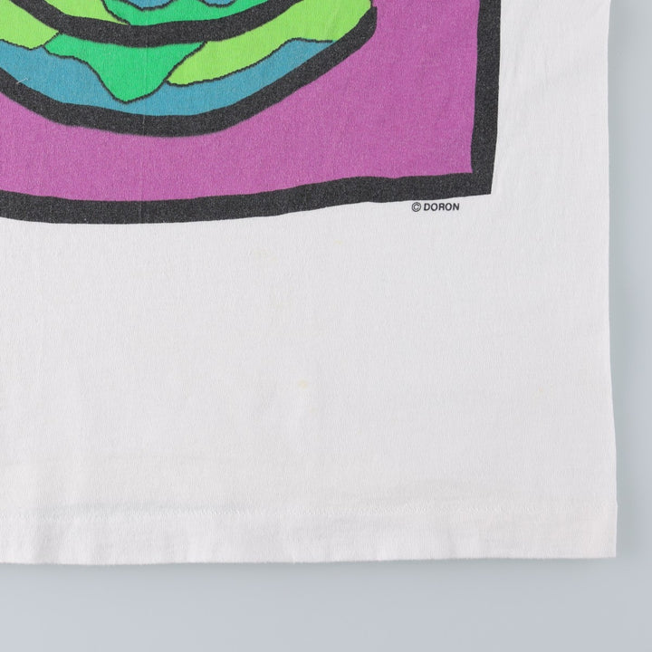 90'S Fruit of the Loom Art T-Shirt, Made in USA, Men's Size L (approx.), Vintage cotton white type Vintage Second Hand