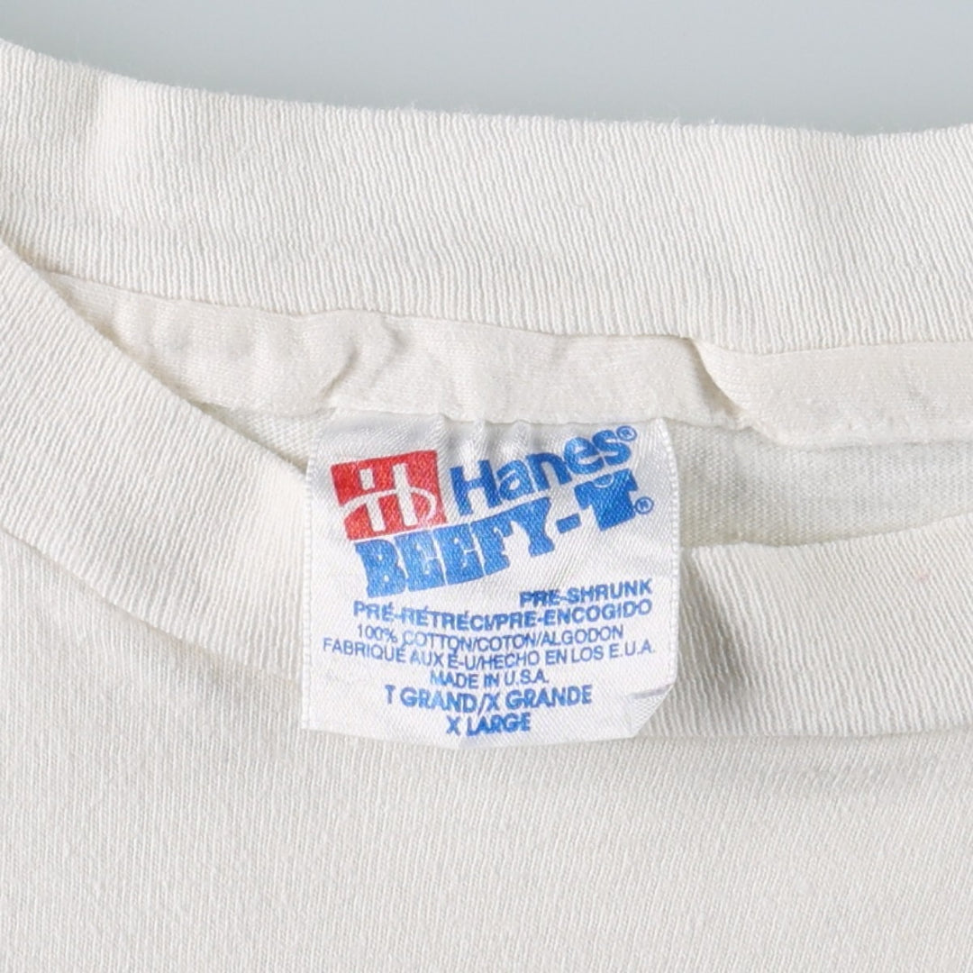 90'S Hanes BEEFY-T Art T-shirt Made in USA Men's XL Vintage cotton white type Vintage Second Hand