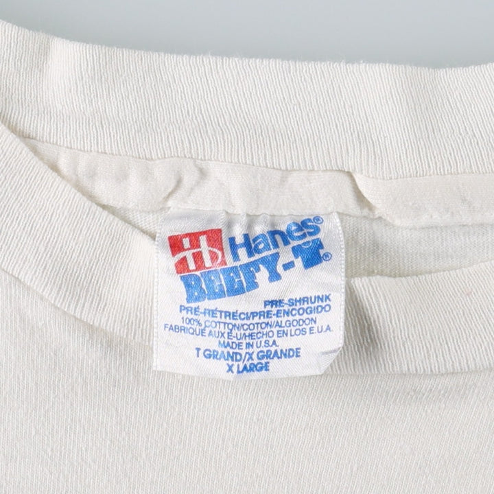 90'S Hanes BEEFY-T Art T-shirt Made in USA Men's XL Vintage cotton white type Vintage Second Hand