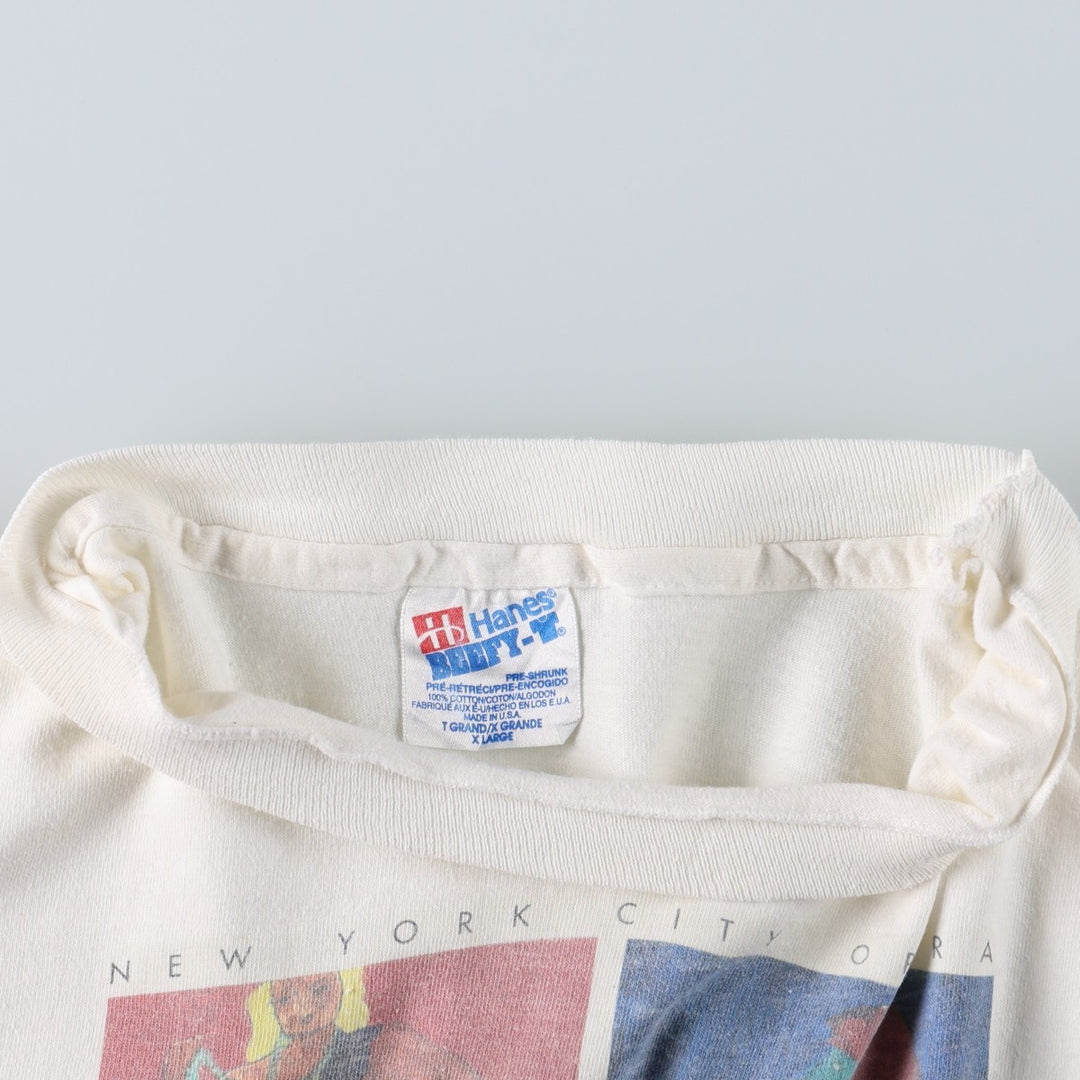 90'S Hanes BEEFY-T Art T-shirt Made in USA Men's XL Vintage cotton white type Vintage Second Hand