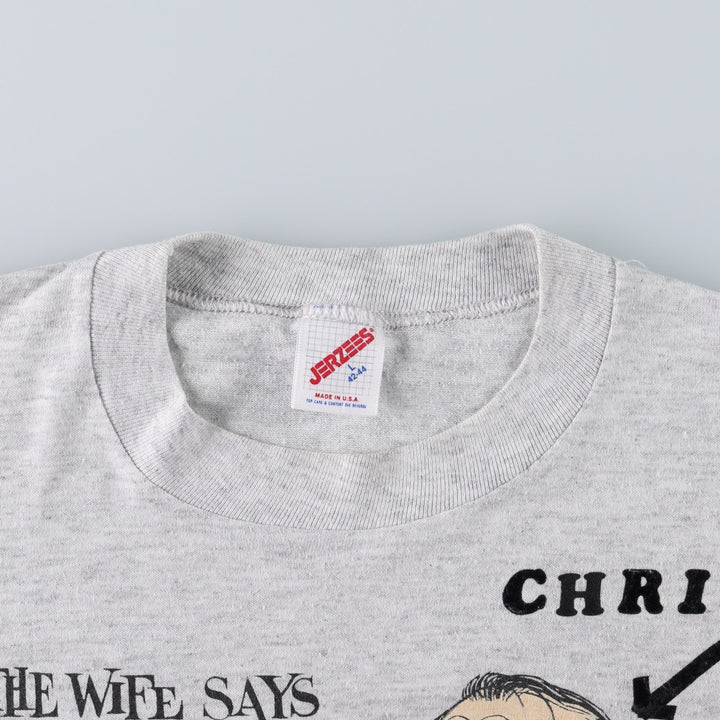 80s-90'S JERSEY'S Rodney Dangerfield Message Print T-Shirt, Made in USA, Men's Size L (approx.), Vintage cotton gray type Vintage Second Hand