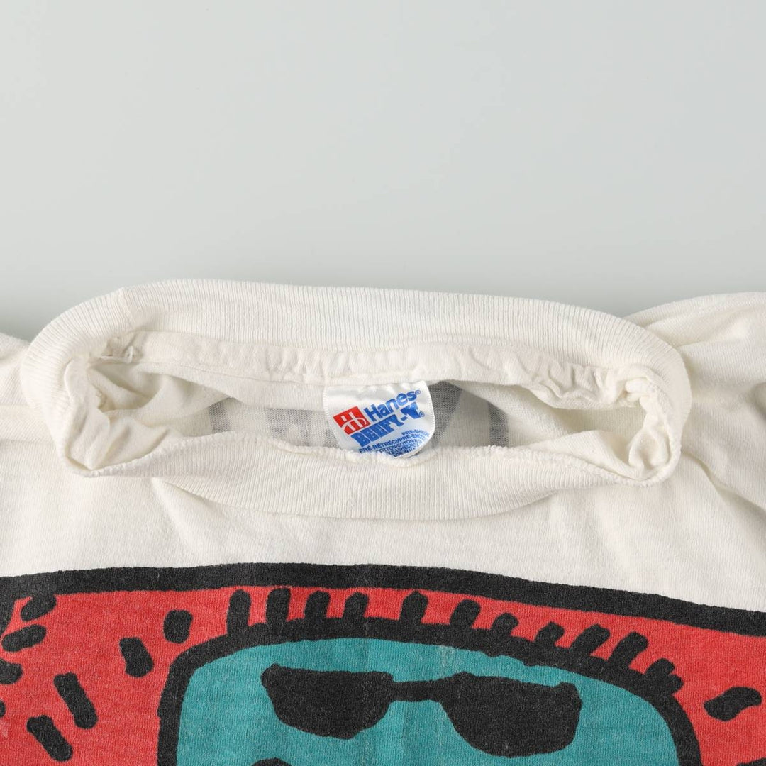 90'S Hanes BIG HED DESIGNS Art T-Shirt, Made in USA, Men's XL equivalent, Vintage cotton white type Vintage Second Hand