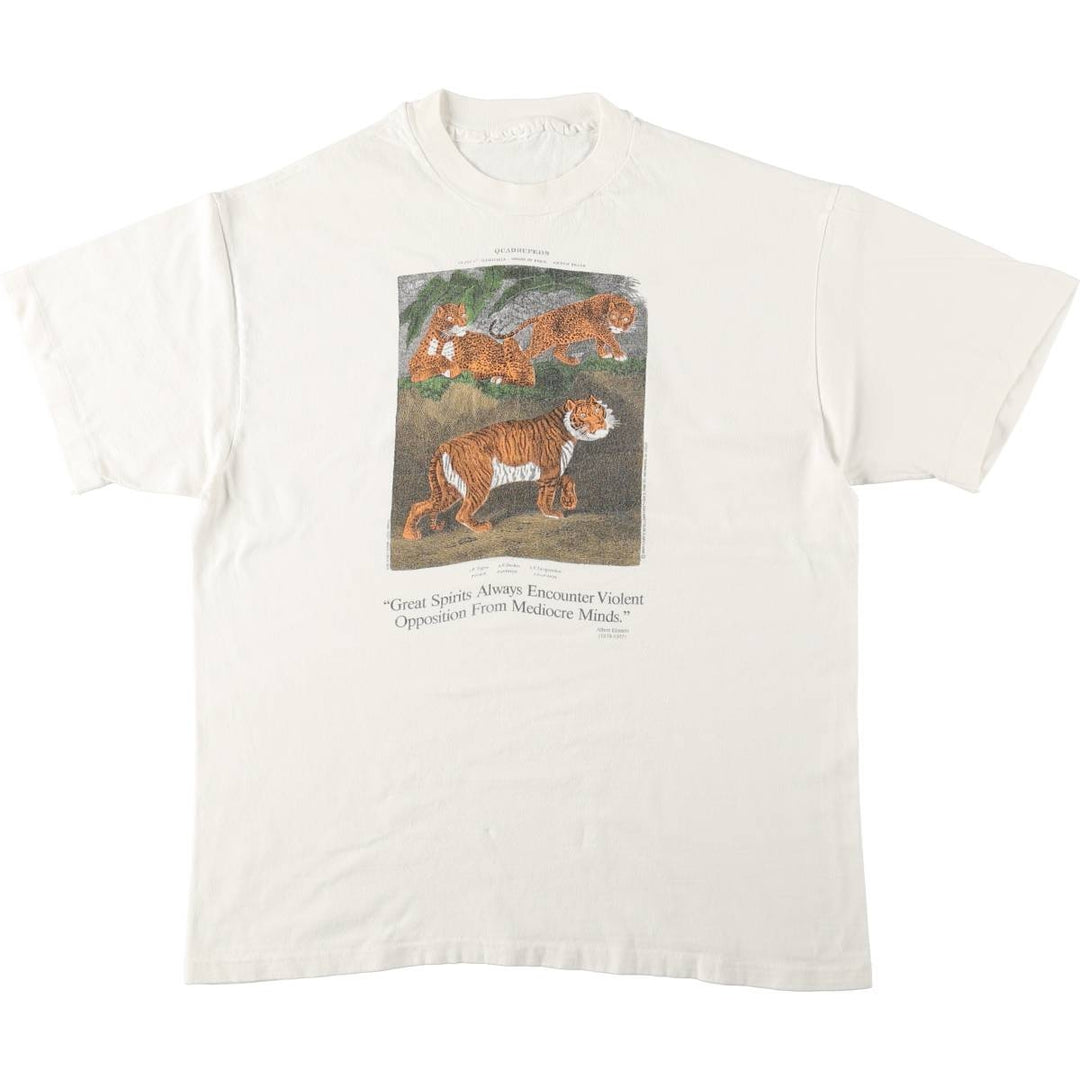 90'S Tiger Pattern Art T-Shirt, Men's Size M (Equivalent), Vintage unclear white type Vintage Second Hand