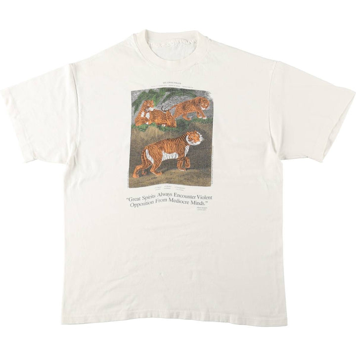 90'S Tiger Pattern Art T-Shirt, Men's Size M (Equivalent), Vintage unclear white type Vintage Second Hand