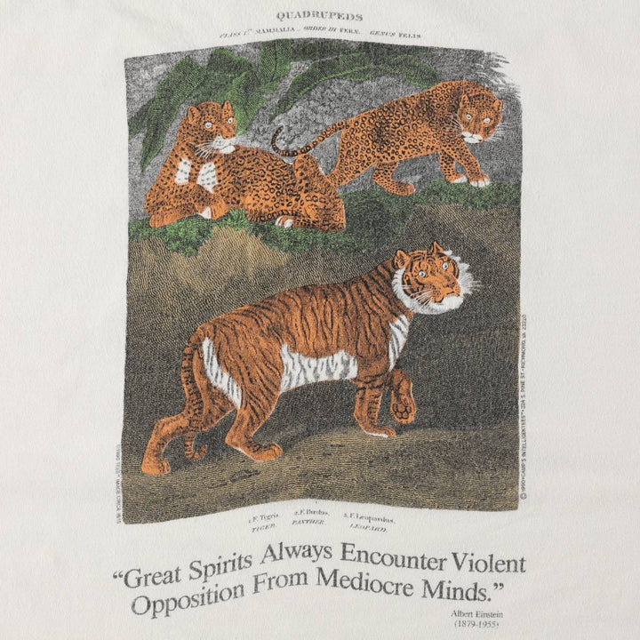 90'S Tiger Pattern Art T-Shirt, Men's Size M (Equivalent), Vintage unclear white type Vintage Second Hand