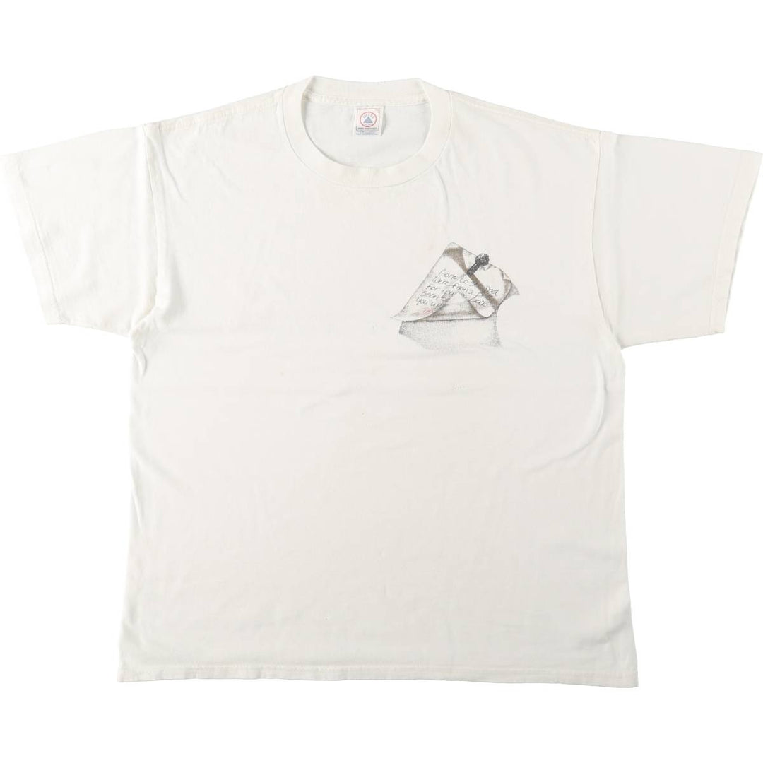 90s-00'S Delta JESUS CHRIST art T-shirt, men's size L (approx.) cotton white type Vintage Second Hand