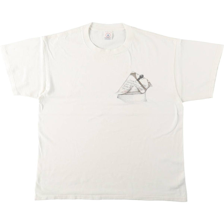 90s-00'S Delta JESUS CHRIST art T-shirt, men's size L (approx.) cotton white type Vintage Second Hand