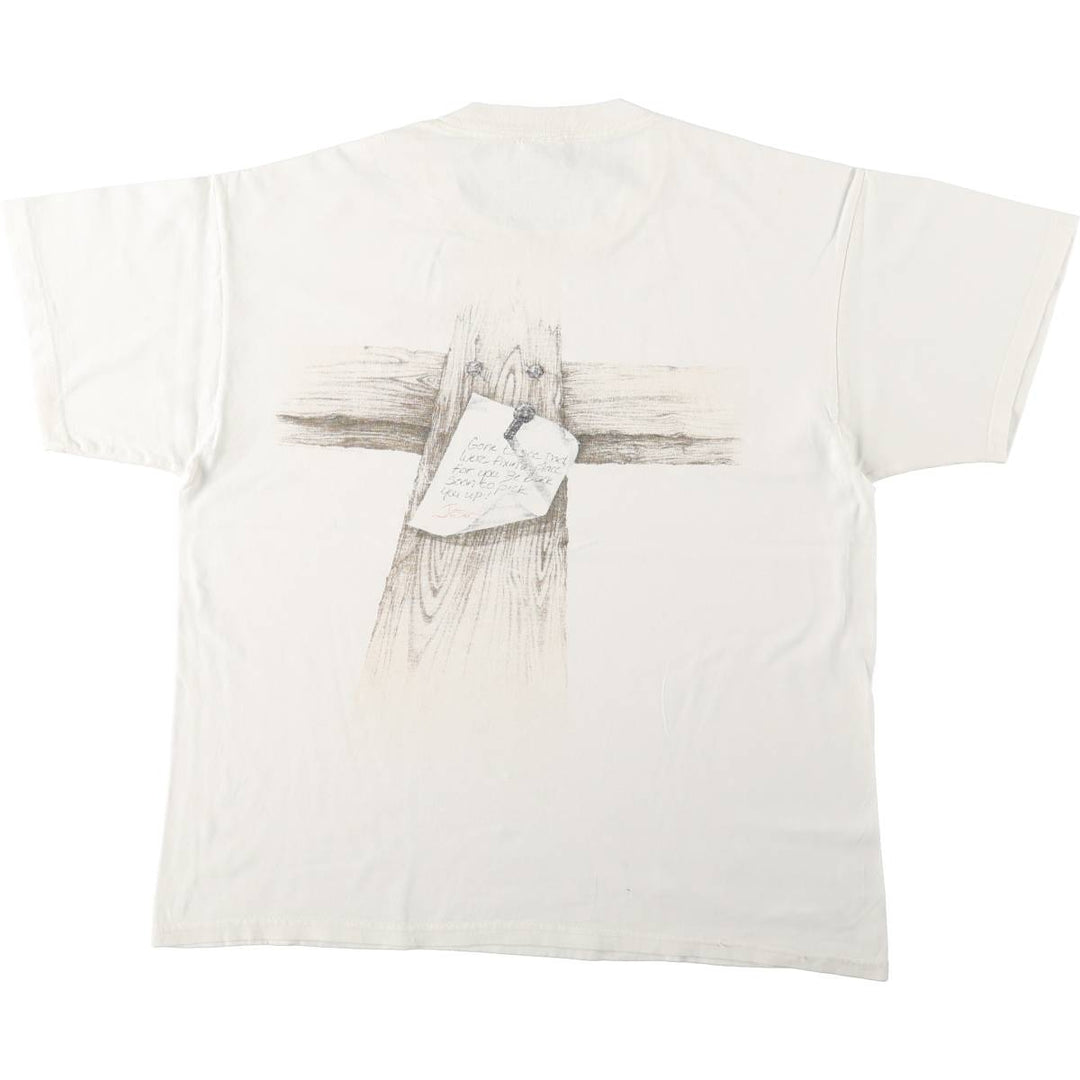 90s-00'S Delta JESUS CHRIST art T-shirt, men's size L (approx.) cotton white type Vintage Second Hand