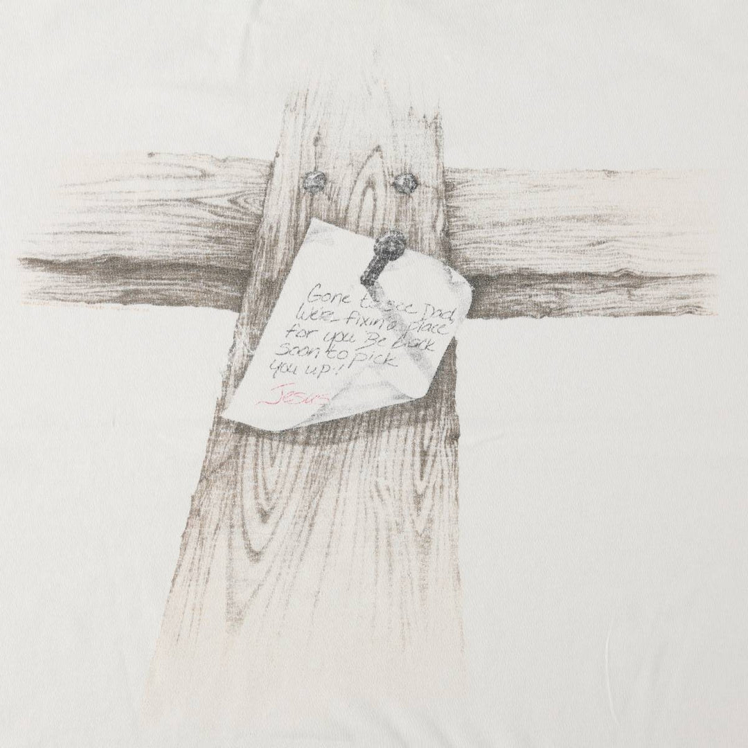 90s-00'S Delta JESUS CHRIST art T-shirt, men's size L (approx.) cotton white type Vintage Second Hand