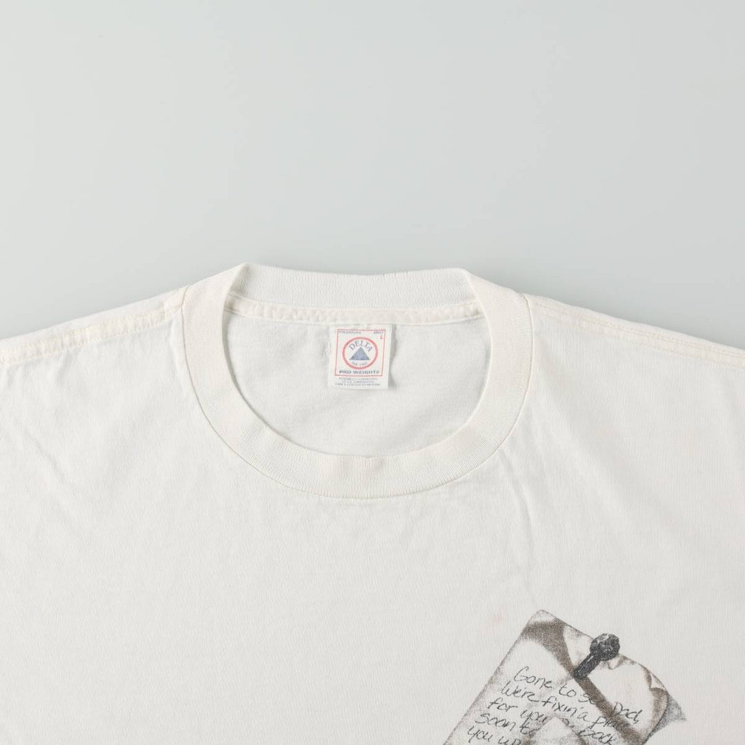 90s-00'S Delta JESUS CHRIST art T-shirt, men's size L (approx.) cotton white type Vintage Second Hand