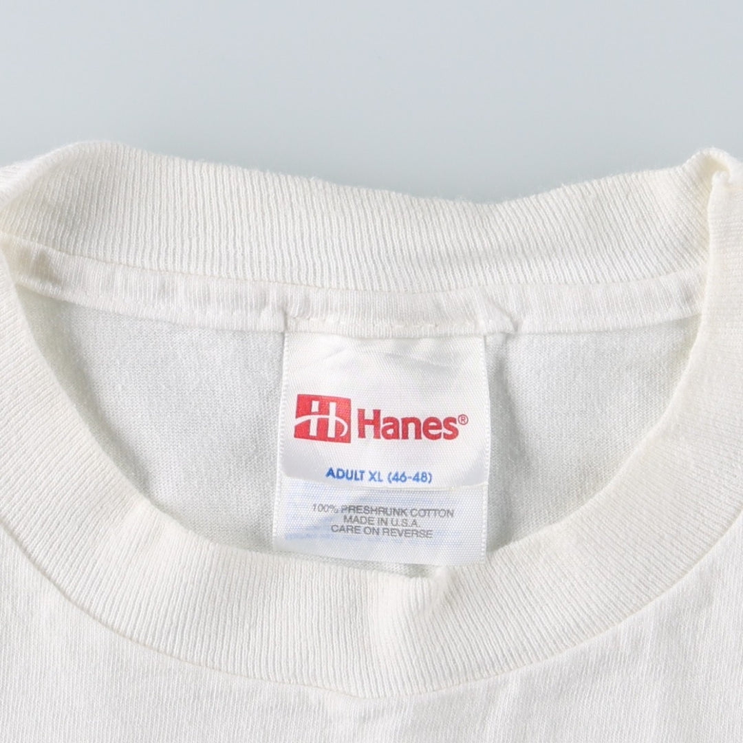 90'S Hanes Powersoft Advertising T-Shirt, Made in USA, Men's XL equivalent, Vintage cotton white type Vintage Second Hand