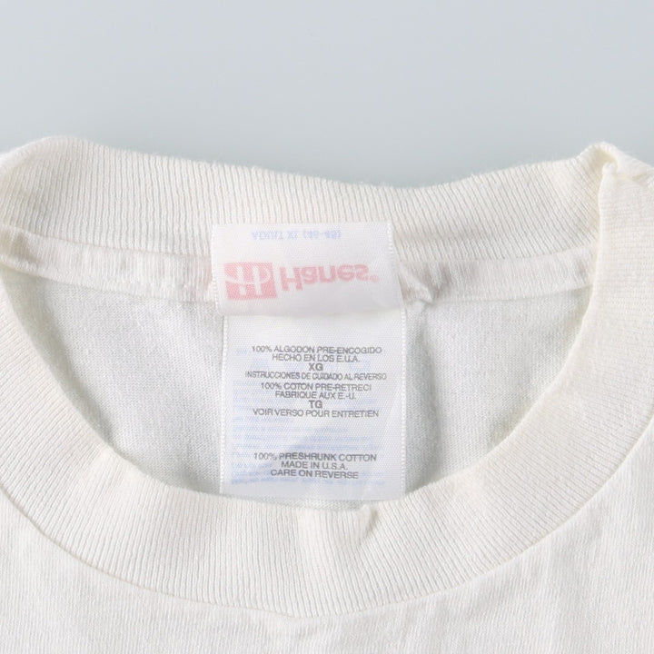 90'S Hanes Powersoft Advertising T-Shirt, Made in USA, Men's XL equivalent, Vintage cotton white type Vintage Second Hand