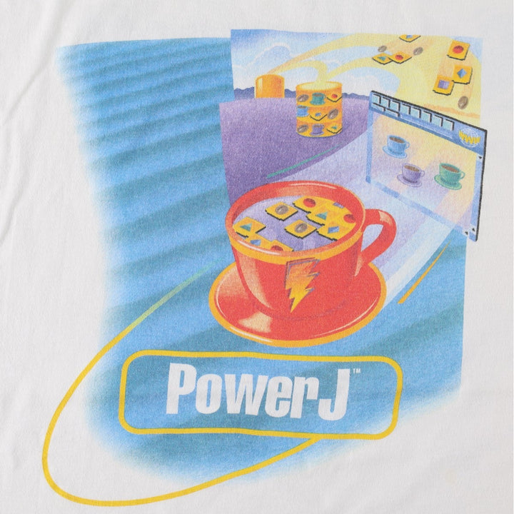 90'S Hanes Powersoft Advertising T-Shirt, Made in USA, Men's XL equivalent, Vintage cotton white type Vintage Second Hand