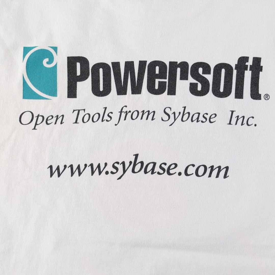 90'S Hanes Powersoft Advertising T-Shirt, Made in USA, Men's XL equivalent, Vintage cotton white type Vintage Second Hand