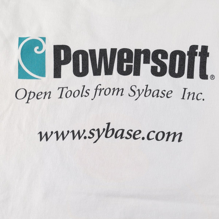 90'S Hanes Powersoft Advertising T-Shirt, Made in USA, Men's XL equivalent, Vintage cotton white type Vintage Second Hand