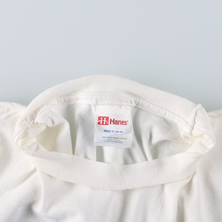 90'S Hanes Powersoft Advertising T-Shirt, Made in USA, Men's XL equivalent, Vintage cotton white type Vintage Second Hand