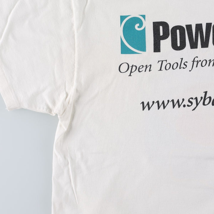 90'S Hanes Powersoft Advertising T-Shirt, Made in USA, Men's XL equivalent, Vintage cotton white type Vintage Second Hand