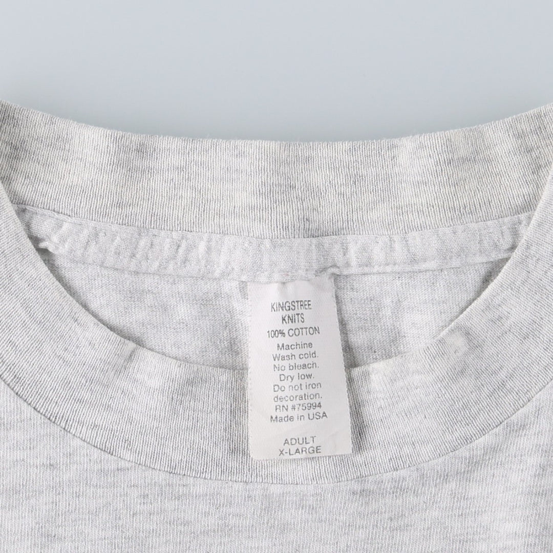 ~90'S KINGSTREE KNITS BASIC Basic Advertising T-Shirt, Made in USA, Men's XL equivalent, Vintage cotton gray type Vintage Second Hand
