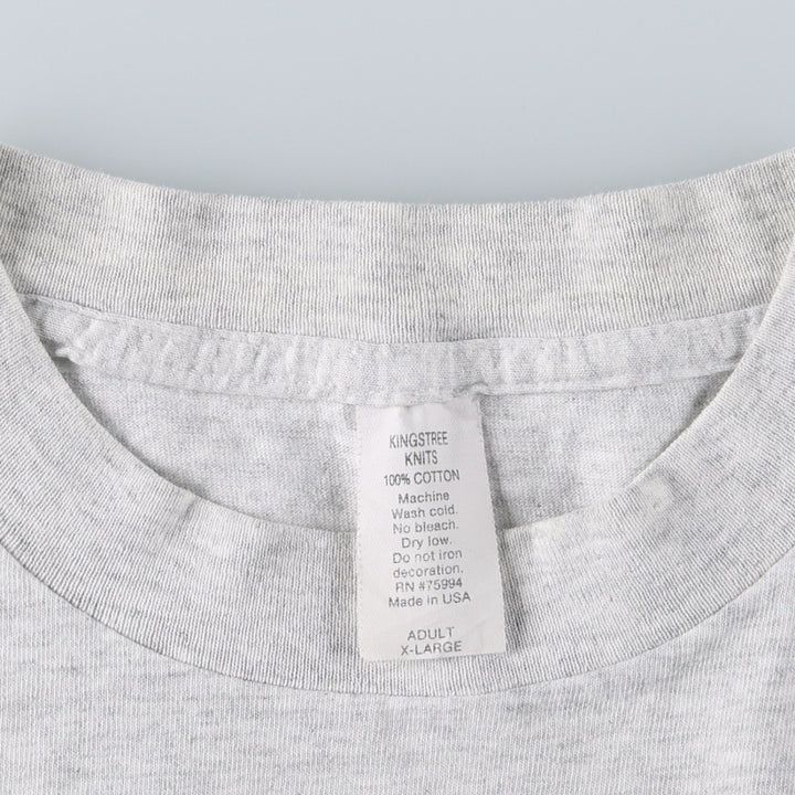 ~90'S KINGSTREE KNITS BASIC Basic Advertising T-Shirt, Made in USA, Men's XL equivalent, Vintage cotton gray type Vintage Second Hand