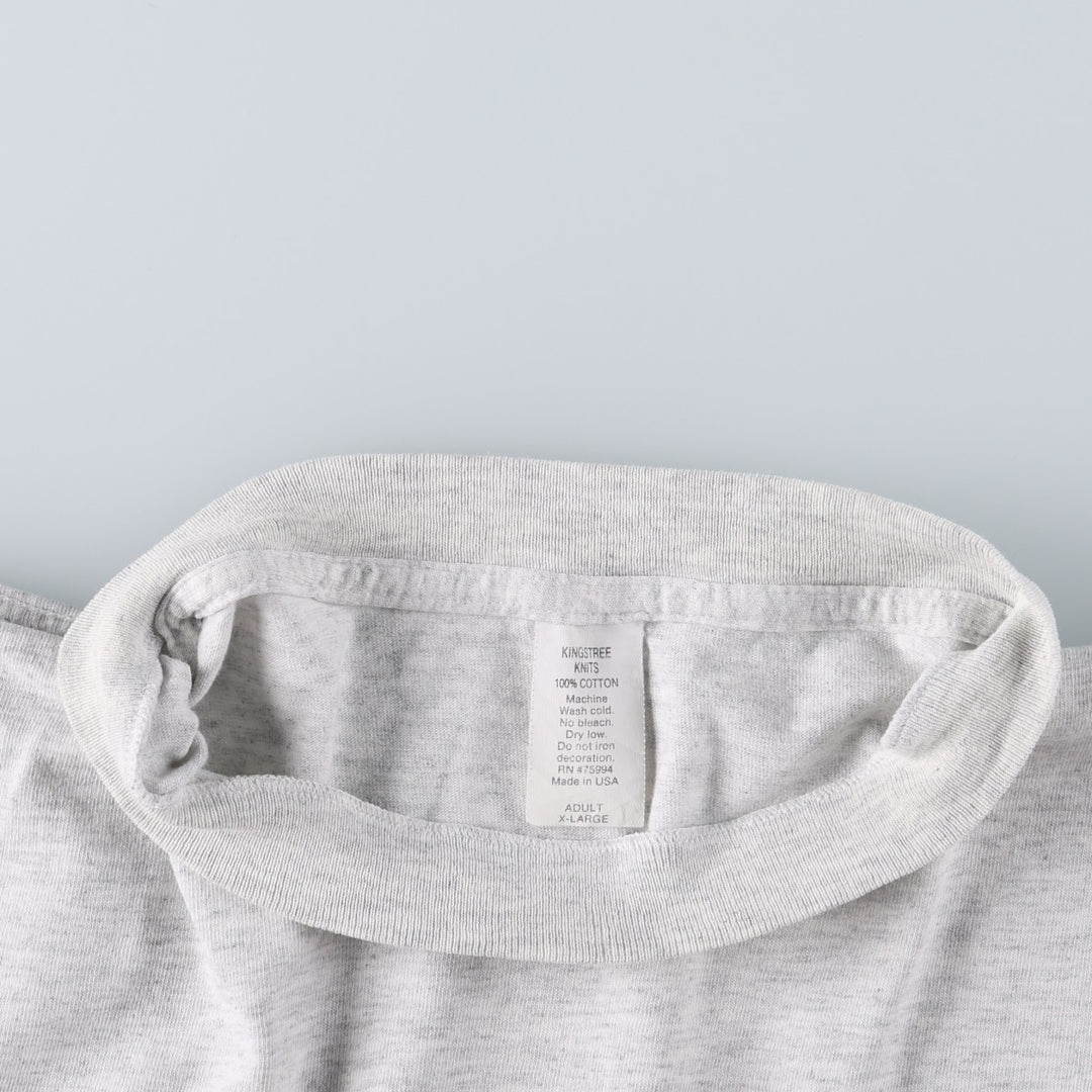 ~90'S KINGSTREE KNITS BASIC Basic Advertising T-Shirt, Made in USA, Men's XL equivalent, Vintage cotton gray type Vintage Second Hand