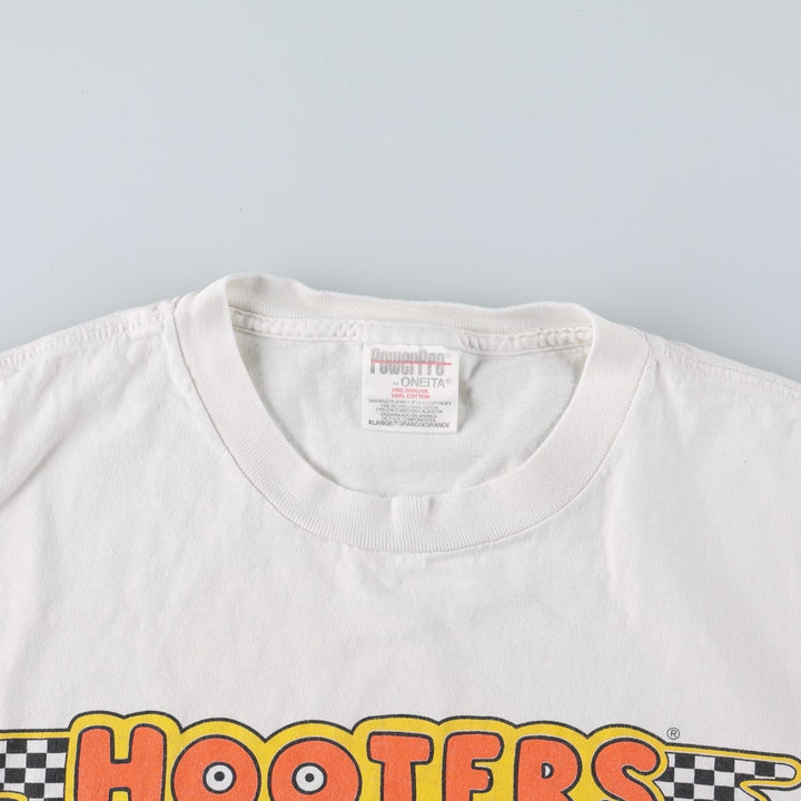 90'S ONEITA PowerPro HOOTERS Advertising T-Shirt, Men's XL equivalent, Vintage cotton white type Vintage Second Hand