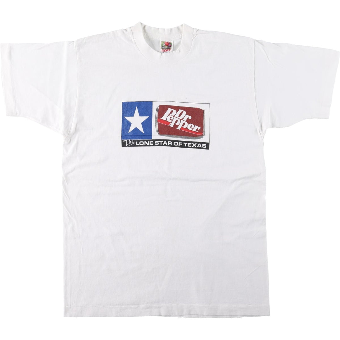 90'S Fruit of the Loom Dr. Pepper Advertising T-Shirt, Made in USA, Men's Size L (approx.), Vintage cotton white type Vintage Second Hand