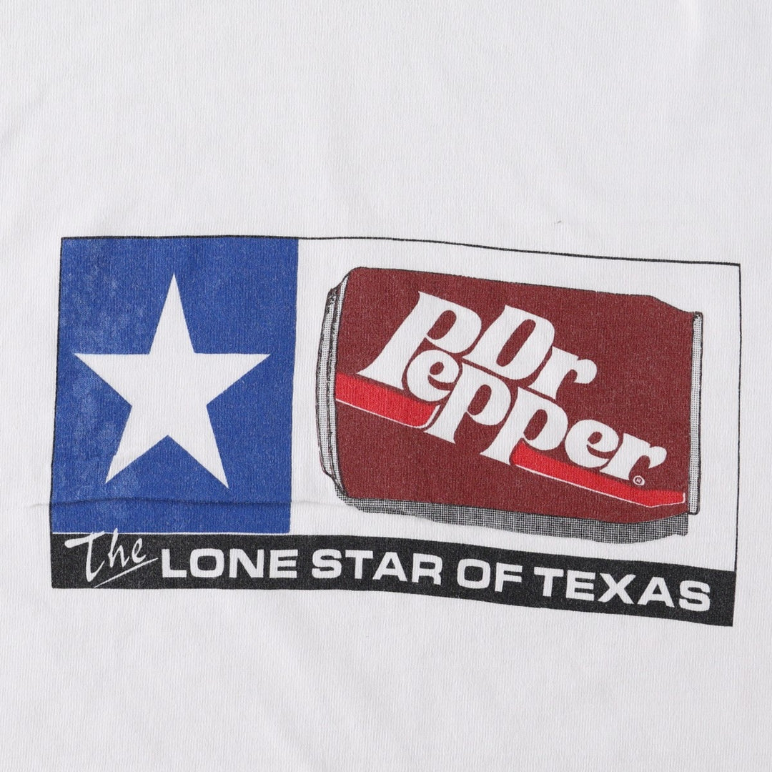 90'S Fruit of the Loom Dr. Pepper Advertising T-Shirt, Made in USA, Men's Size L (approx.), Vintage cotton white type Vintage Second Hand