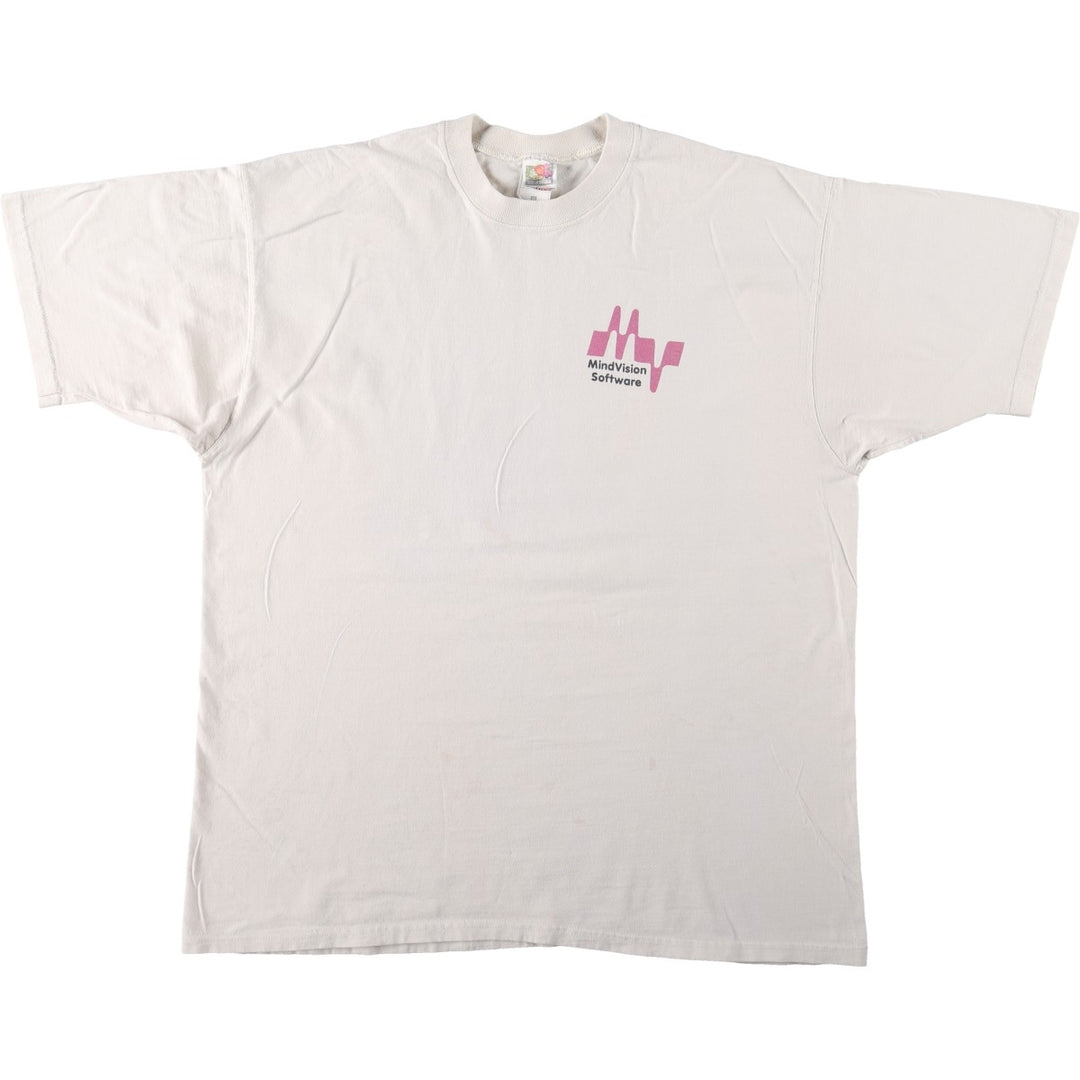 90'S Fruit of the Loom LOFTEEZ Advertising T-Shirt, Made in USA, Men's XL equivalent, Crew Neck (Round Neck), Vintage. cotton white type Vintage Second Hand