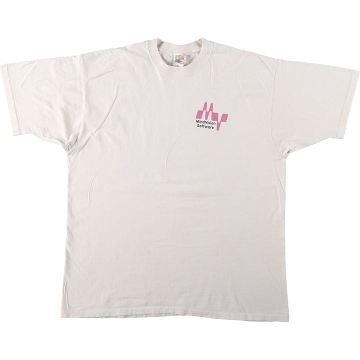 90'S Fruit of the Loom LOFTEEZ Advertising T-Shirt, Made in USA, Men's XL equivalent, Crew Neck (Round Neck), Vintage. cotton white type Vintage Second Hand