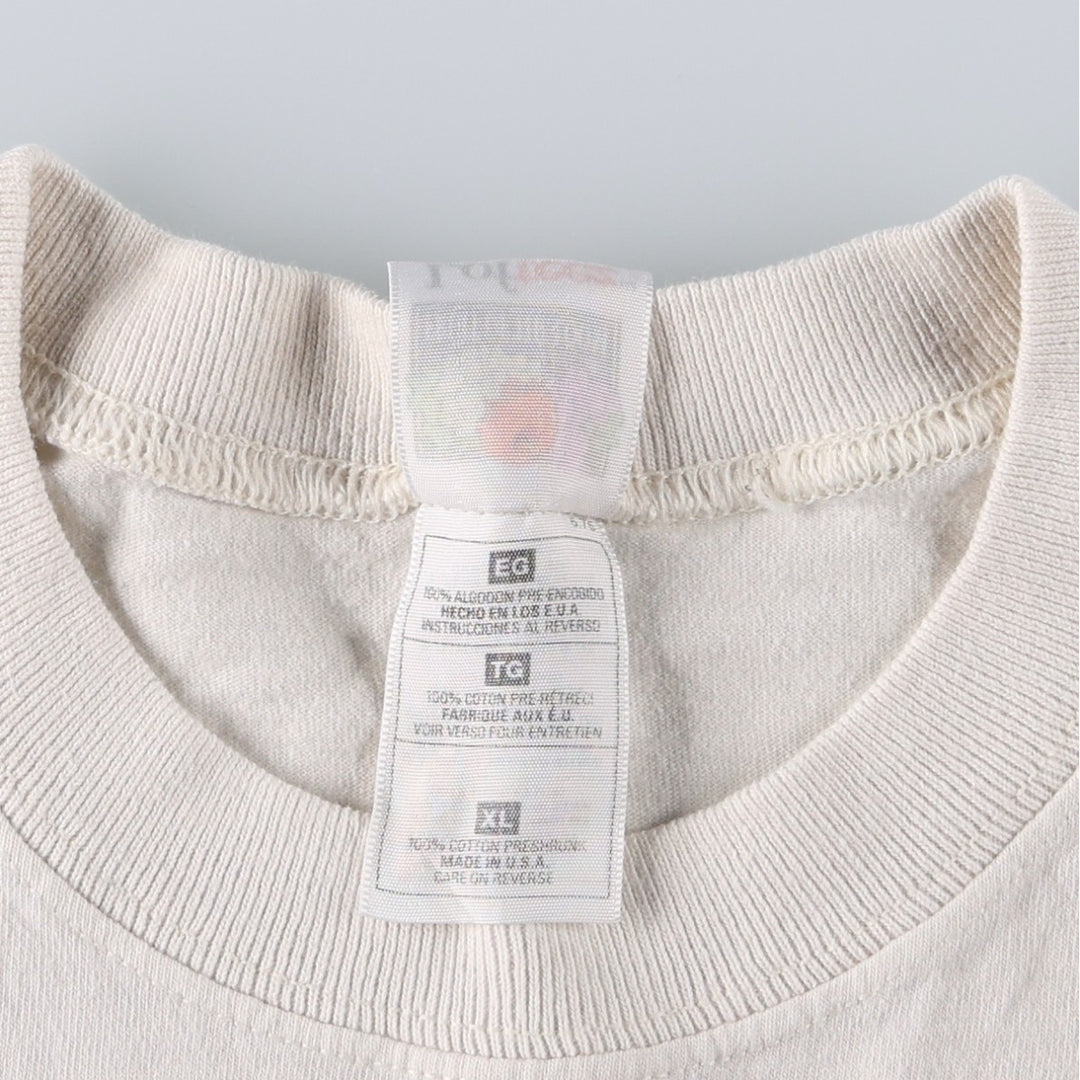 90'S Fruit of the Loom LOFTEEZ Advertising T-Shirt, Made in USA, Men's XL equivalent, Crew Neck (Round Neck), Vintage. cotton white type Vintage Second Hand