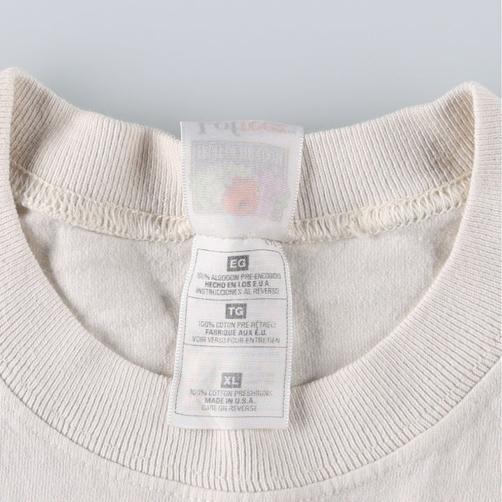 90'S Fruit of the Loom LOFTEEZ Advertising T-Shirt, Made in USA, Men's XL equivalent, Crew Neck (Round Neck), Vintage. cotton white type Vintage Second Hand