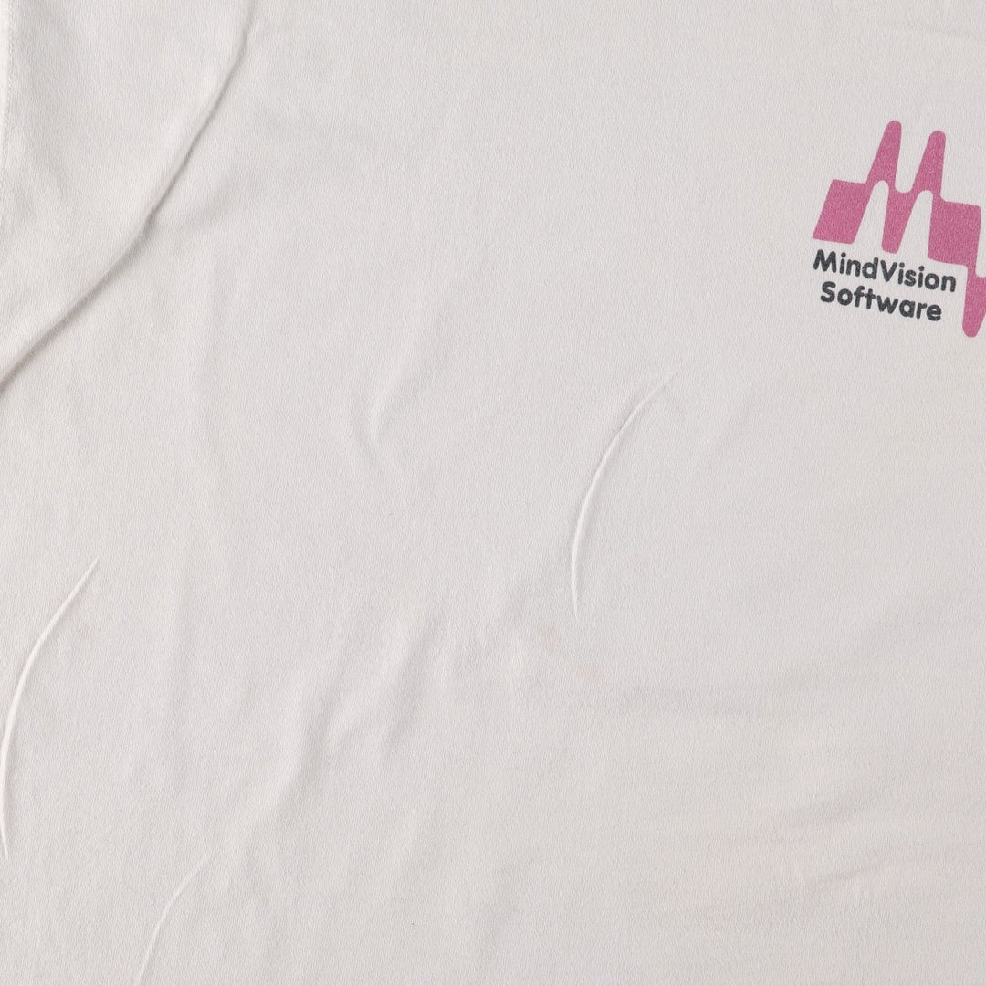 90'S Fruit of the Loom LOFTEEZ Advertising T-Shirt, Made in USA, Men's XL equivalent, Crew Neck (Round Neck), Vintage. cotton white type Vintage Second Hand