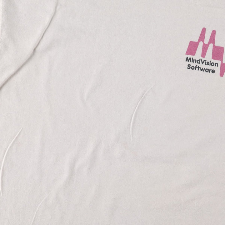90'S Fruit of the Loom LOFTEEZ Advertising T-Shirt, Made in USA, Men's XL equivalent, Crew Neck (Round Neck), Vintage. cotton white type Vintage Second Hand