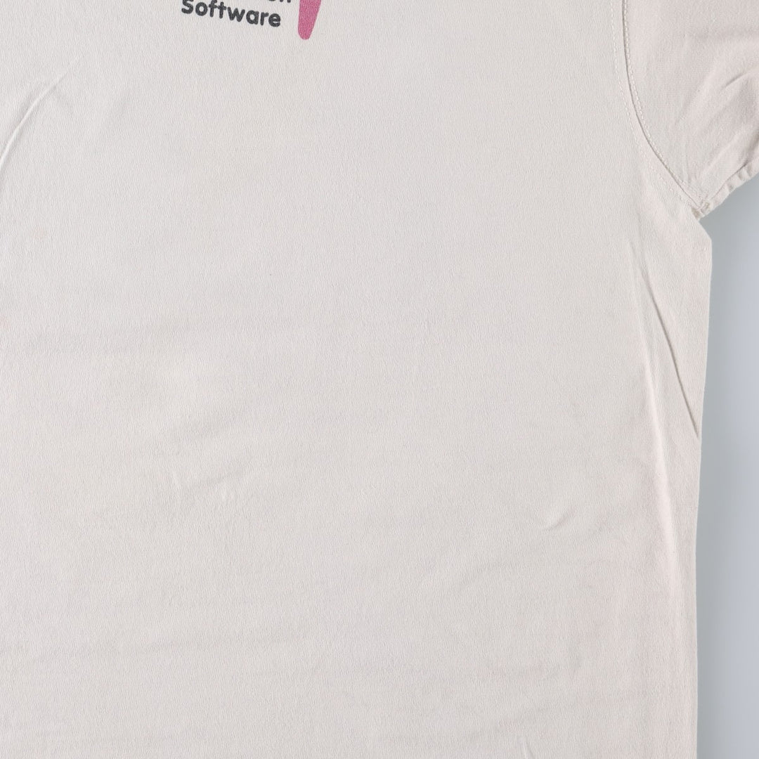 90'S Fruit of the Loom LOFTEEZ Advertising T-Shirt, Made in USA, Men's XL equivalent, Crew Neck (Round Neck), Vintage. cotton white type Vintage Second Hand