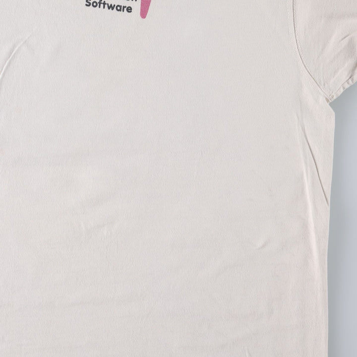 90'S Fruit of the Loom LOFTEEZ Advertising T-Shirt, Made in USA, Men's XL equivalent, Crew Neck (Round Neck), Vintage. cotton white type Vintage Second Hand