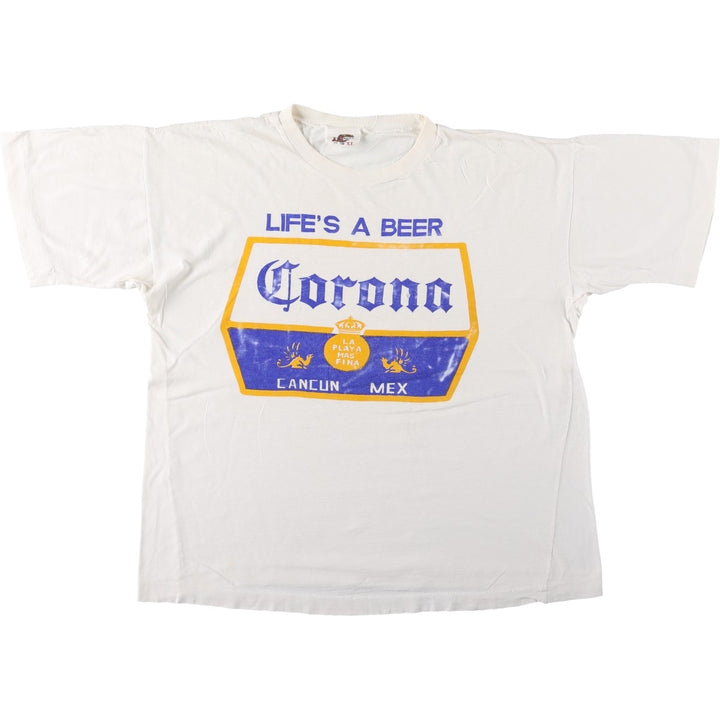 MIRO CORONA EXTRA Advertising T-Shirt (Men's XL equivalent) cotton white type Vintage Second Hand
