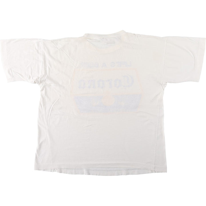 MIRO CORONA EXTRA Advertising T-Shirt (Men's XL equivalent) cotton white type Vintage Second Hand