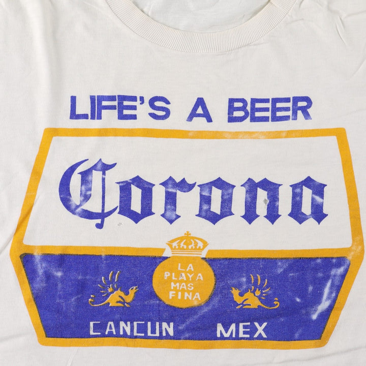 MIRO CORONA EXTRA Advertising T-Shirt (Men's XL equivalent) cotton white type Vintage Second Hand