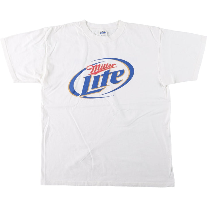 Anvil MILLER LITE Miller Beer Advertising T-Shirt, Men's Size L (approx.) cotton white type Vintage Second Hand
